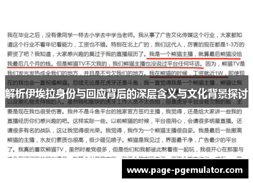 解析伊埃拉身份与回应背后的深层含义与文化背景探讨